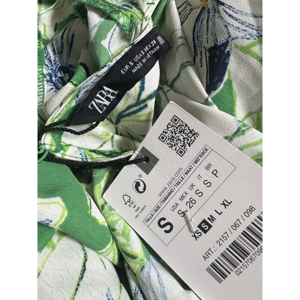 NWT ZARA Tropical Floral Print Belted Jumpsuit in Green WOMEN'S Small - Picture 9 of 9